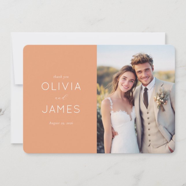 Tarjeta De Agradecimiento Warm Peach Wedding Gratitude (Anverso)
