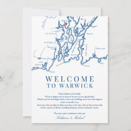 Tarjeta De Agradecimiento Warwick Boda RI Bienvenida Azul de la Marina Itine