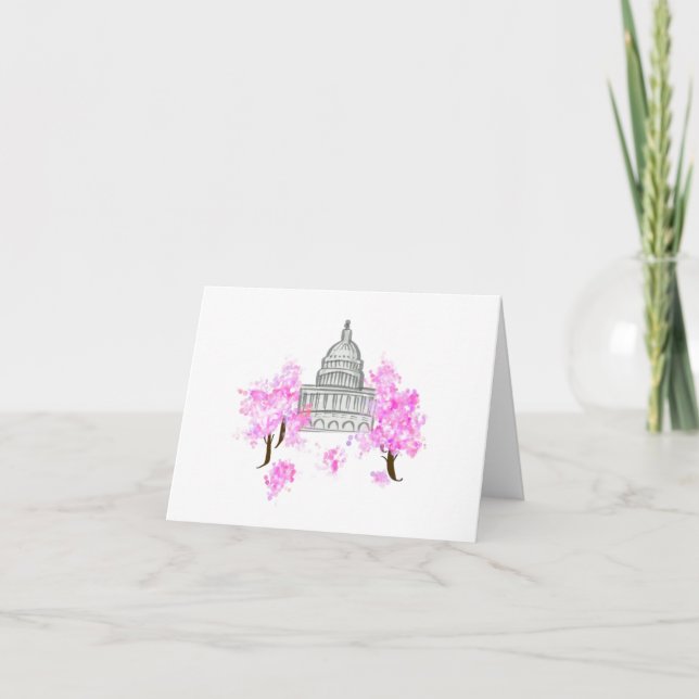 Tarjeta De Agradecimiento Washington D.C./Capitol/Cherry Blossom Notecard (Anverso)