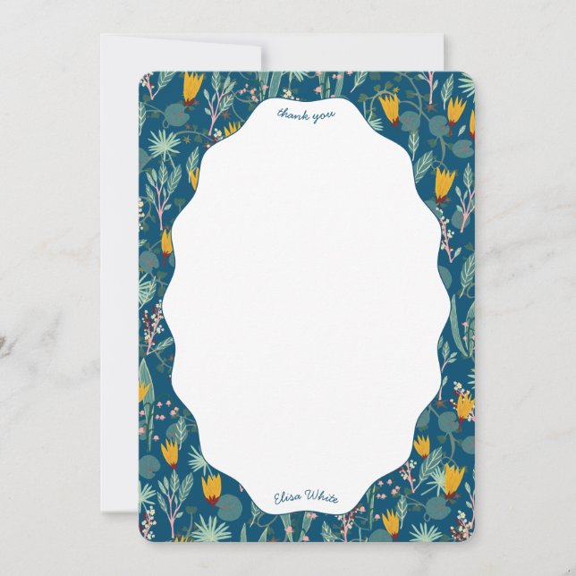 Tarjeta De Agradecimiento Water Garden Floral Bridal Shower Cute CUSTOM (Anverso)