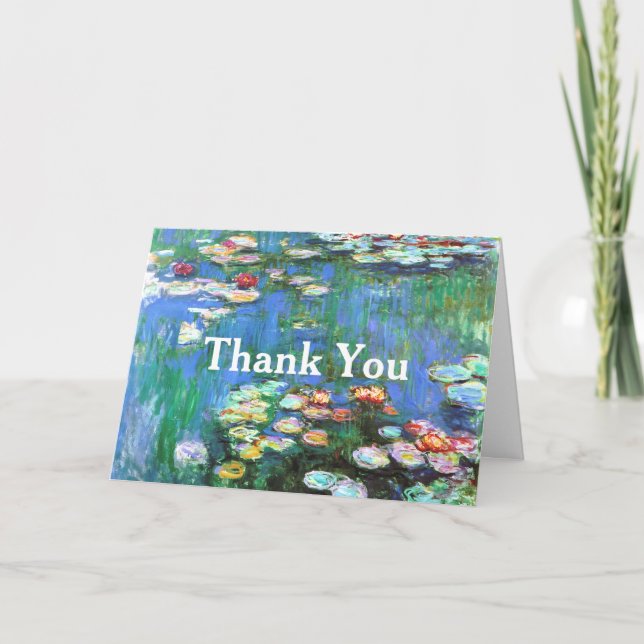 Tarjeta De Agradecimiento Water Lilies Claude Monet Bella Artes Gracias (Anverso)
