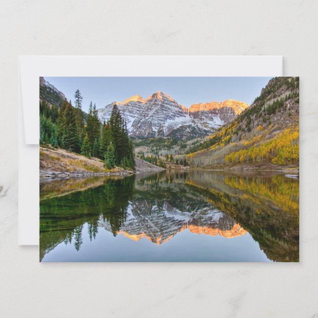 Tarjeta De Agradecimiento Water | Maroon Bells Lake Aspen Trees (Anverso)