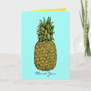 Tarjeta De Agradecimiento Watercolor Art Cute Pineapple