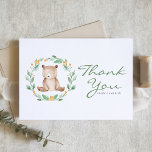 Tarjeta De Agradecimiento Watercolor Baby Bear Greenerenery Wreath Baby Show<br><div class="desc">Muestra tu agradecimiento a tus huéspedes con esta tarjeta de agradecimiento a tu ducha de bebé de personalizable que incluye un oso bebé de color agua rodeado de una corona verde. Personalízalo con tus propios detalles. Esta tarjeta de agradecimiento para oso es perfecta para duchas de bebé con temática de...</div>