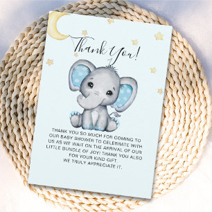 Tarjeta De Agradecimiento Watercolor Baby Shower Elephant Theme