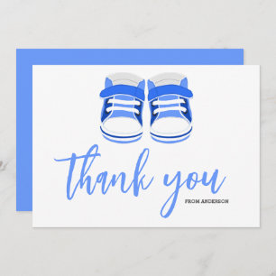 Tarjeta De Agradecimiento Watercolor Blue Baby Boy Booties Baby Shower