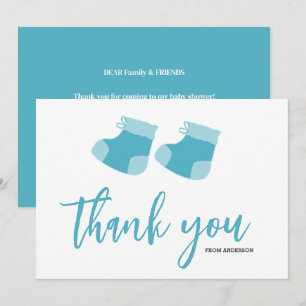 Tarjeta De Agradecimiento Watercolor Blue Baby Boy Booties Baby Shower