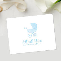 Watercolor Blue Carrier Boy Baby Shower Gracias