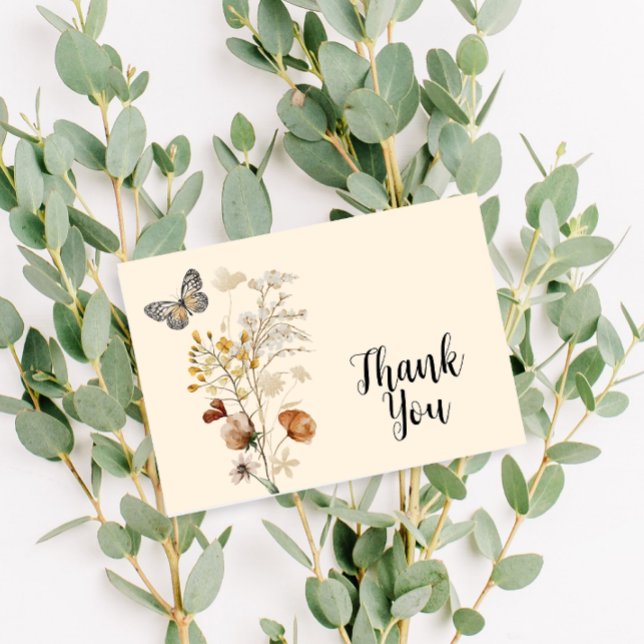 Tarjeta De Agradecimiento Watercolor Boho Wildflower Gracias (Subido por el creador)