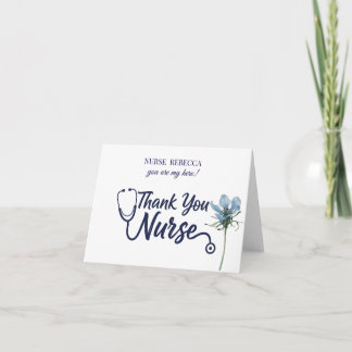 Tarjeta De Agradecimiento Watercolor Botanical Nurse Doctor Thank You Card