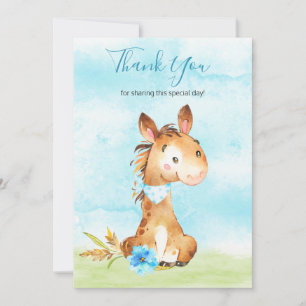 Tarjeta De Agradecimiento Watercolor Boy Horse Farm Gracias