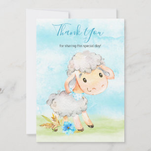 Tarjeta De Agradecimiento Watercolor Boy Sheep Farm