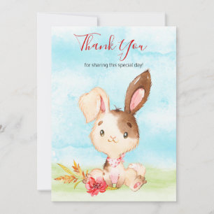 Tarjeta De Agradecimiento Watercolor Bunny Farm Gracias