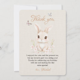 Tarjeta De Agradecimiento Watercolor Bunny First Birthday Thank You
