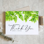 Tarjeta De Agradecimiento Watercolor Chartreuse Green Fern deja Boda<br><div class="desc">Envíe gracias con esta tarjeta de agradecimiento de boda de personalizable. Cuenta con una zona acuática de hojas de helecho verde de chartreuse. Personalice agregando sus detalles. Esta tarjeta de agradecimiento es perfecta para bodas de bosques,  duchas para bebés,  graduaciones,  cumpleaños y más. Los elementos coincidentes están disponibles.</div>