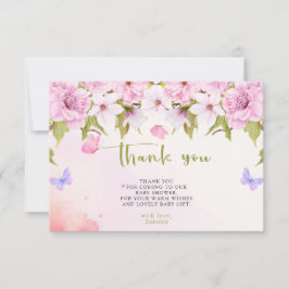 Tarjeta De Agradecimiento Watercolor Cherry Blossom Gracias Baby Shower