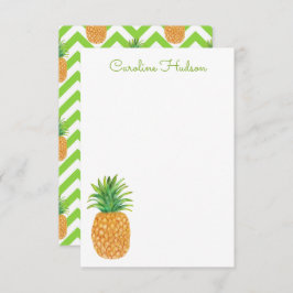 Tarjeta De Agradecimiento Watercolor Chevron Pineapple