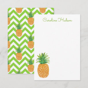 Tarjeta De Agradecimiento Watercolor Chevron Pineapple
