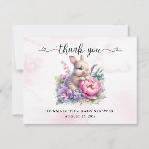 Tarjeta De Agradecimiento Watercolor Cute Bunny Baby Shower I Cumpleaños