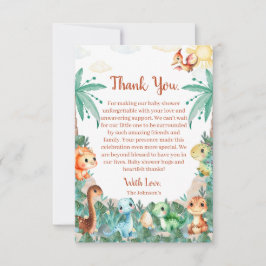 Tarjeta De Agradecimiento Watercolor Cute Dinosaur Boy Baby Shower