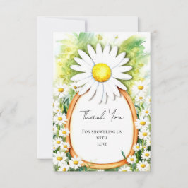 Tarjeta De Agradecimiento Watercolor Daisy Baby Shower