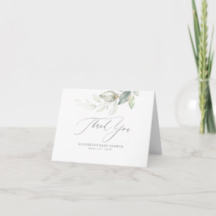 Tarjeta De Agradecimiento Watercolor deja vegetación Baby Shower Gracias