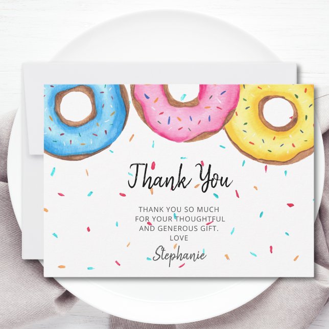 Tarjeta De Agradecimiento Watercolor Donuts Baby Shower (Subido por el creador)