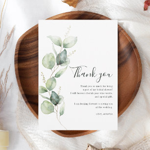 Tarjeta De Agradecimiento Watercolor Eucalyptus Bridal Shower