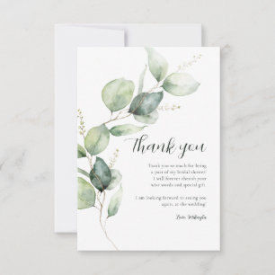 Tarjeta De Agradecimiento Watercolor Eucalyptus Script Shower