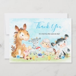 Tarjeta De Agradecimiento Watercolor Farm Animals Boy