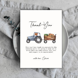 Tarjeta De Agradecimiento Watercolor Farm Tractor Teddy Bear Baby Shower