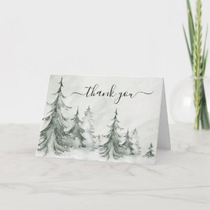 Tarjeta De Agradecimiento Watercolor Fir Trees Winter Wedding
