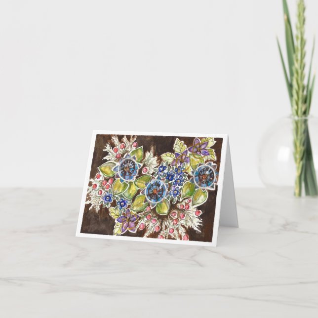 Tarjeta De Agradecimiento Watercolor Floral Art Notecard (Anverso)