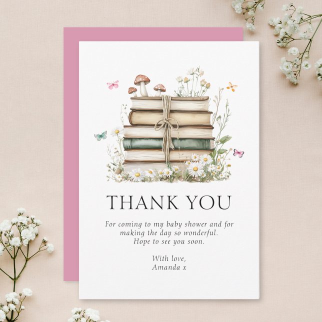 Tarjeta De Agradecimiento Watercolor Floral Books Baby Shower (Subido por el creador)