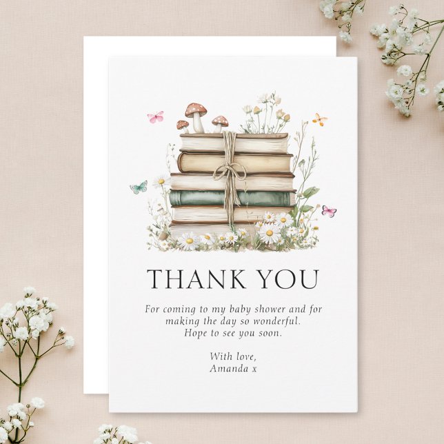 Tarjeta De Agradecimiento Watercolor Floral Books Baby Shower (Subido por el creador)