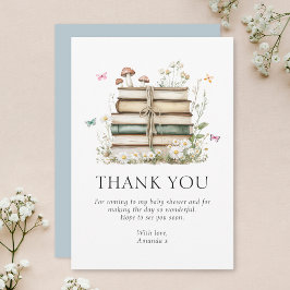 Tarjeta De Agradecimiento Watercolor Floral Books Baby Shower