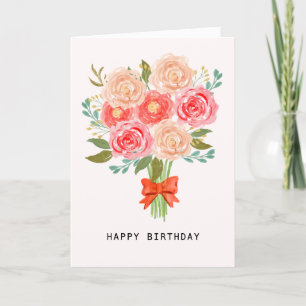 Tarjeta De Agradecimiento Watercolor Floral Bouquet Happy Birday