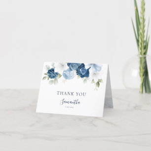 Tarjeta De Agradecimiento Watercolor Floral Dusty Blue Bridal Shower