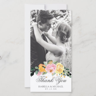 Tarjeta De Agradecimiento Watercolor Floral Elegante Boda