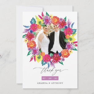 Tarjeta De Agradecimiento Watercolor Floral Fiesta Boda Foto