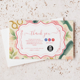 Tarjeta De Agradecimiento Watercolor Floral Hair Stylist Business