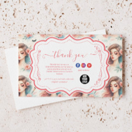 Tarjeta De Agradecimiento Watercolor Floral Lash Artist Beauty Studio