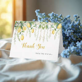 Tarjeta De Agradecimiento watercolor floral Lemon Bridal Shower Thank You 