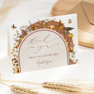 Tarjeta De Agradecimiento Watercolor Flores silvestres Boho Bridal Shower