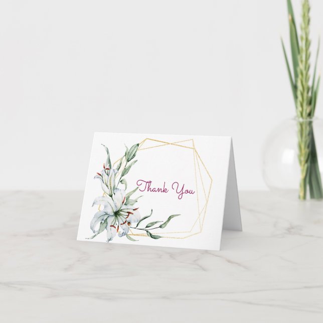 Tarjeta De Agradecimiento Watercolor Flower Lily (Anverso)