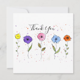 Tarjeta De Agradecimiento Watercolor Flowers