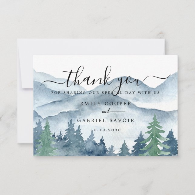 Tarjeta De Agradecimiento Watercolor Forest Wedding Thank You (Anverso)