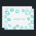Tarjeta De Agradecimiento Watercolor Fun Aqua Star of David Bar Bat Mitzvah<br><div class="desc">Perfecto diversión GRACIAS tarjeta para enviar después de un murciélago mitzvah, bar mitzvah u otra celebración judía! Hand hizo arte acuarela por ti en la parte delantera y en la parte trasera en blanco! ¡TODO PERSONALIZABLE! Haga clic en "Personalizar" para editar el texto. Haga clic en "editar usando la herramienta...</div>