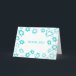 Tarjeta De Agradecimiento Watercolor Fun Aqua Star of David Bar Bat Mitzvah<br><div class="desc">Perfecto diversión GRACIAS tarjeta para enviar después de un murciélago mitzvah, bar mitzvah u otra celebración judía! Hand hizo arte acuarela por ti en el frente y en el interior en blanco! ¡TODO PERSONALIZABLE! Haga clic en "Personalizar" para editar el texto. Haga clic en "editar usando la herramienta de diseño"...</div>