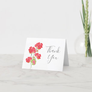 Tarjeta De Agradecimiento Watercolor Geraniumns Stems
